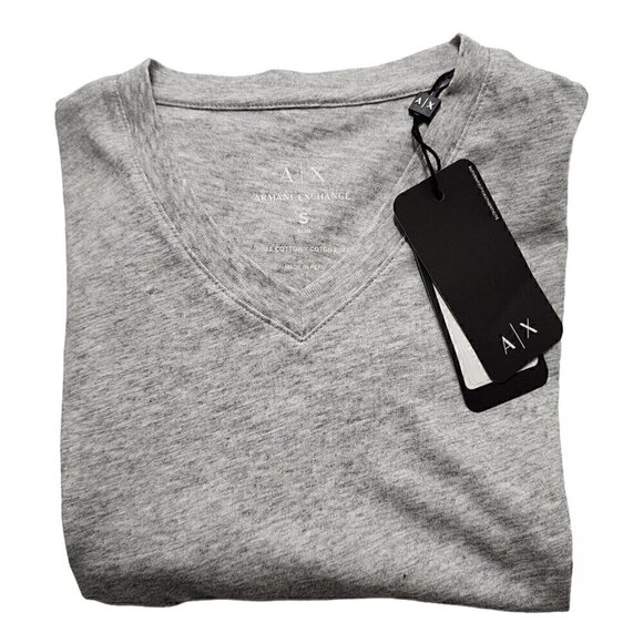Armani Exchange Men's Long Sleeve T-Shirt Slim Fit V-Neck Gray Heather Small - Picture 7 of 7